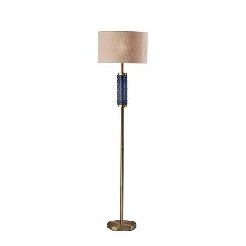 Glass Delilah Floor Lamp Antique Brass/Blue - Adesso