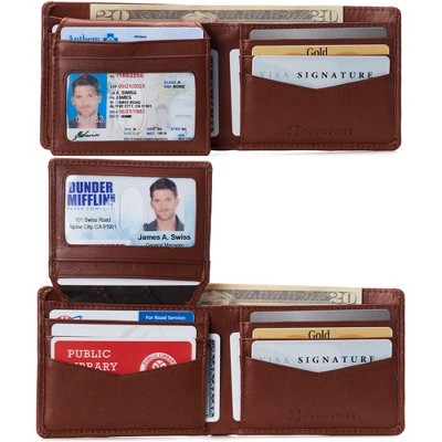 Alpine Swiss Nolan Mens Rfid Protected Bifold Wallet Genuine Leather Comes In A Gift Box Gray