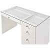 Gulches 2pc White Makeup Vanity Set - LED Lighted Mirror, Glass Top, 5 Drawers, Crystal Knobs Wooden Bedroom Furniture - 4 of 4