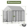 Large Outdoor Dog Kennel with Roof Cover,50'' Metal Pet Enclosure Fence with Double Lock Door and Feeders for Dogs - LAOTIES - 4 of 4