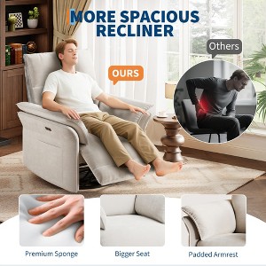 Swivel Rocking Recliner Chair – Small Upholstered Design with Charging Port, Perfect for Living Room & Bedroom - 1 of 4
