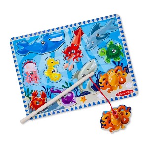 Melissa & Doug Magnetic Wooden Fishing Game and Puzzle with Wooden Ocean Animal Magnets - 10pc - 1 of 4