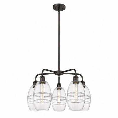 Vaz - 5 Light Stem Hung Chandelier In Industrial Style-13.63 Inches Tall and 23.88 Inches Wide