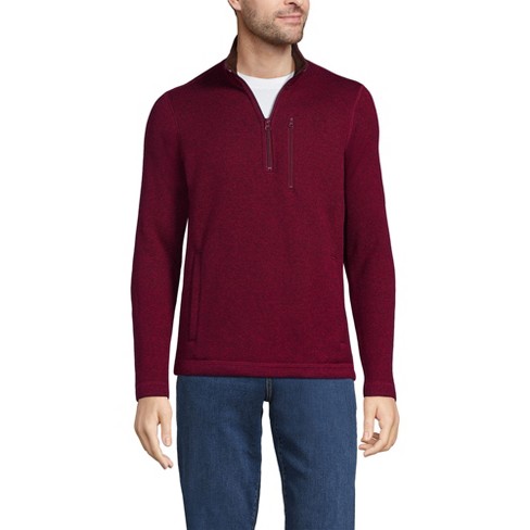 Lands End Men s Sweater Fleece Quarter Zip Pullover Large Royal Burgundy Heather Target