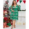 Christmas Plus Size Women's Casual Long Sleeve Dress Vintage 1950's Party Cocktail Dress - 4 of 4