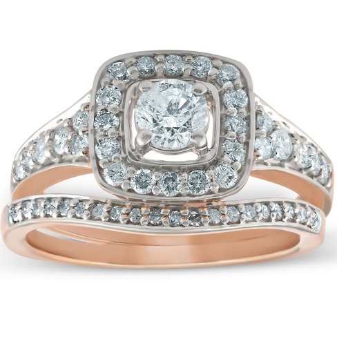 Pompeii3 1 Ct Cushion Halo Diamond Engagement Ring 10k Rose Gold ...