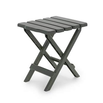 Camco Adirondack Portable Outdoor Camping Small Weatherproof Rustproof Durable Plastic Folding Side Table for Indoor and Outdoor Use, Sage