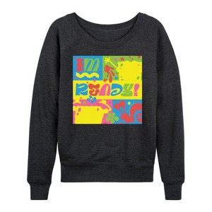 Women's - SpongeBob SquarePants - I'm Ready Lightweight French Terry Wide Neck Long Sleeve Shirt - 1 of 4