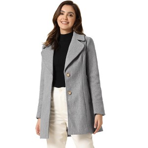 INSPIRE CHIC Women's Elegant Notched Lapel Button Single Breasted Winter Coat - 1 of 4