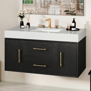 40 Inch Floating Vanity Set with 2 Closing Doors 2 Drawers Storage Cabinet - 1 of 4