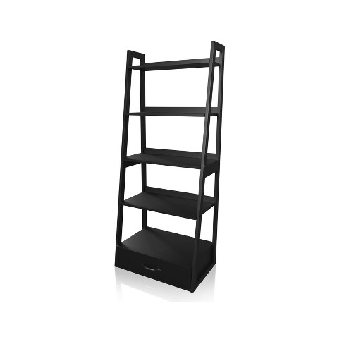 63 5 Juncus Tiered Ladder Bookcase, Black 5 Shelf Ladder Bookcase