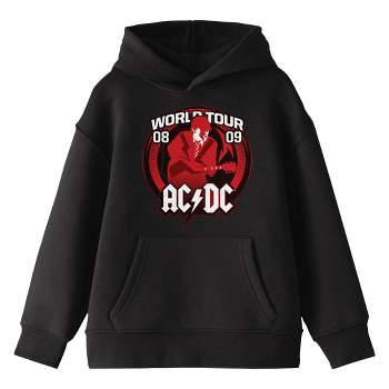 ACDC World Tour 08 09 Long Sleeve Black Youth Hooded Sweatshirt