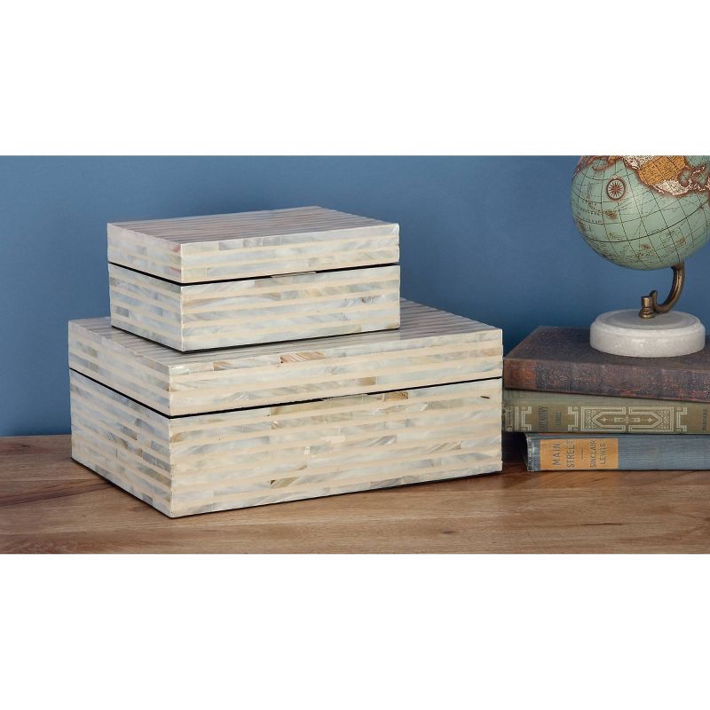 Set of 2 Shell Mosaic Patterned Wood Box White - Olivia &#38; May, 3 of 23