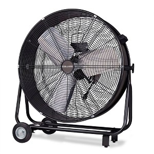 Cool-Living CL-60B-BLK Portable 24-Inch 2-Speed Tilting Drum Fan w/Wheels, Black - 1 of 4