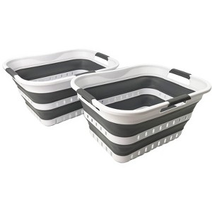 SAMMART Collapsible Plastic Laundry Basket Set of 2 - 1 of 4