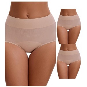 INSPIRE CHIC 3 Packs Leak Proof Briefs for Women's Cotton High Waist Elastic Waistband Period Underwear - 1 of 4