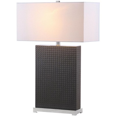 Joyce 27.75" Grey Faux Leather Table Lamp Set
