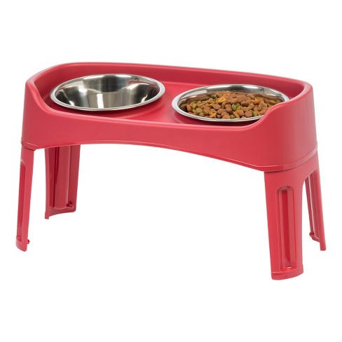 Iris Usa Large Plastic Elevated Dog Bowl With 2 Stainless Steel Bowls ,  Almond : Target