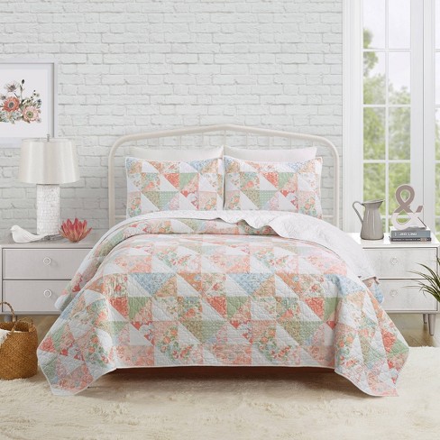 Full/queen 3pc Floral Patch Quilt Set Ivory - Modern Heirloom : Target