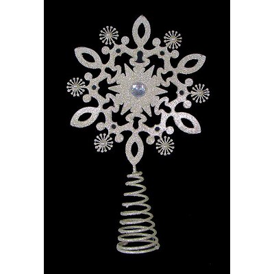 Sterling 12" Gold Glittered Snowflake Gem Christmas Tree Topper - Unlit