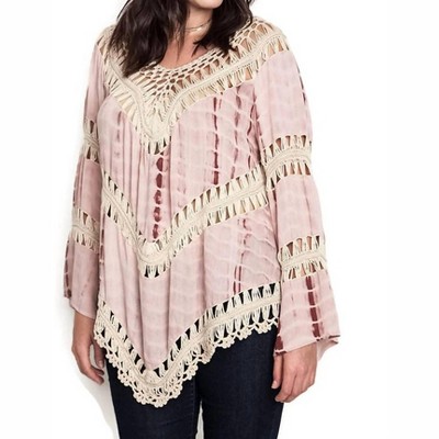 Women's Tie Dye Crochet Knit Tunic - PLUS - umgee