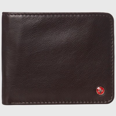 Alpine Swiss RFID Mathias Mens Wallet Deluxe Capacity Passcase Bifold With Divided Bill Section Camden Collection Comes in a Gift Box