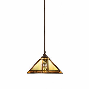 Toltec Lighting Any 1 - Light Pendant in  Bronze with 14" Santa Cruz Art Glass Shade - 1 of 1