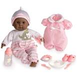 JC Toys Berenguer Boutique - 10 Piece Gift Set with Pink 15" Realistic Soft Body Baby Doll - Open/Close Brown Eyes