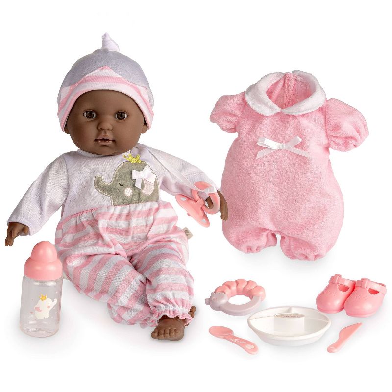 JC Toys Berenguer Boutique - 10 Piece Gift Set with Pink 15&#34; Realistic Soft Body Baby Doll - Open/Close Brown Eyes, 1 of 10