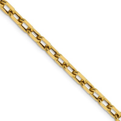Black Bow Jewelry 5mm 14k Yellow Gold Hollow Open D/C Cable Chain Necklace