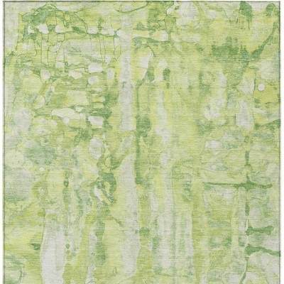HomeRoots 3' X 5' Lime Green And Ivory Abstract Washable Indoor Outdoor Area Rug