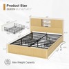 Queen/King Size Bed Frame with 4 Storage Drawers,No Box Spring Needed/Noise Free/All-Metal Support,Natural Oak - 2 of 4