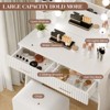 Garvee Makeup Vanity Desk with Mirror and 12 LED Lights, Modern Dressing Table Furniture with Hair Dryer Holder Stool for Bedroom - 4 of 4