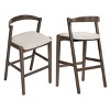 39" Modern Wood Upholstered Bar Stool Set of 2 with Curved Back, Indoor Kitchen Seating for Kitchen Island or Home Bar – The Pop Home - 3 of 4