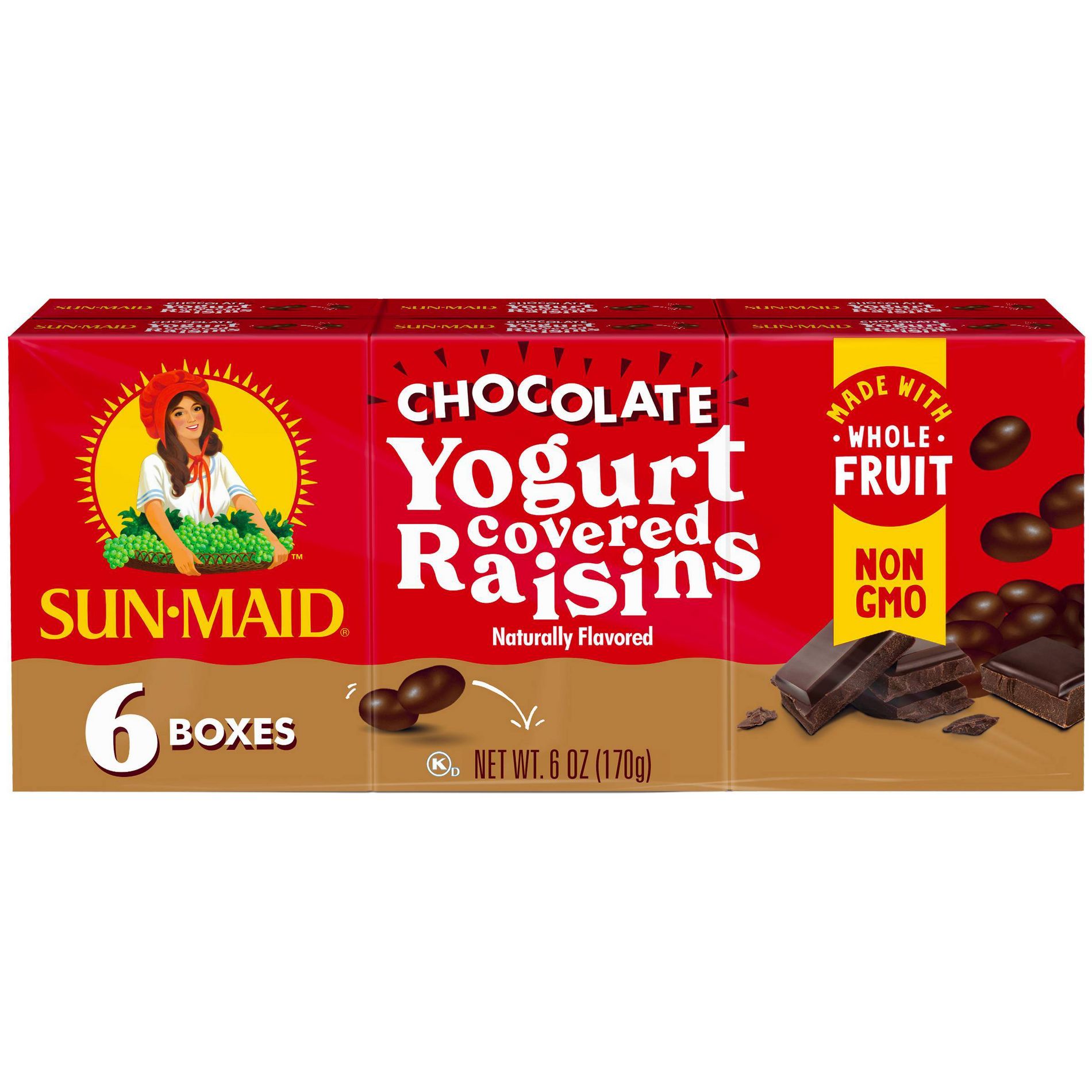 Sun-Maid Chocolate Yogurt Covered Raisins Multipack - 6oz/6ct