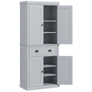 Aghana Digitals 72" Gray Freestanding Colonial Kitchen Storage Cabinet with 4 Doors, Drawer & 3 - 1 of 4