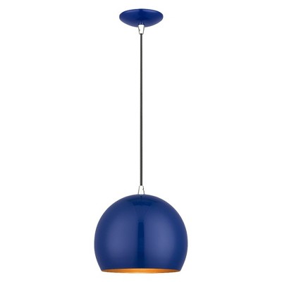 Livex Lighting Piedmont 1 - Light Pendant in  Shiny Cobalt Blue/Polished Chrome
