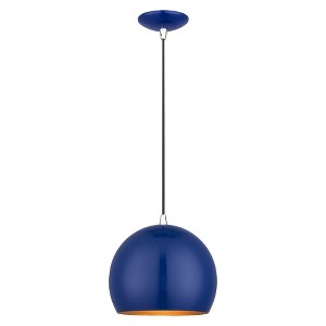 Livex Lighting Piedmont 1 - Light Pendant in  Shiny Cobalt Blue/Polished Chrome - 1 of 2