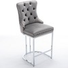 SKRAN 26" Mid Century Modern Velvet Counter Height Bar Stools Set of 2, With Metal Base Legs, Button Tufted And Nailheads Trim For Pub, Cafe - 4 of 4