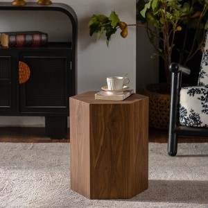 GDFStudio Thalor Modern Hexagon Coffee Table with Wooden Grain Imitation - 1 of 4