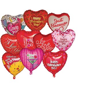 Classic Balloons Assorted Mylar Valentine Balloon 18 IN Pk10 - 1 of 1