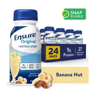 Abbott Ensure Original Nutrition Shake Banana Nut 8 Oz, 6ct, CASE OF 4 (24 Count)