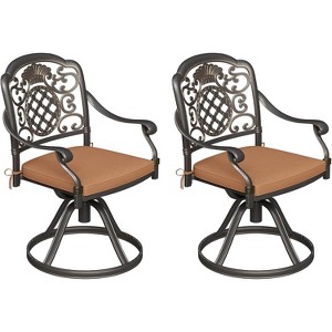 Jojoka Swivel Patio Dining Chairs Set of 2,Aluminum Patio Chairs with Detachable Cushionsfor Backyard,Brown - 1 of 4