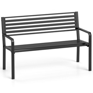 Tangkula 50" Outdoor Metal Park Bench for 2-3 People w/ Armrests & Backrest for Backyard - 1 of 4