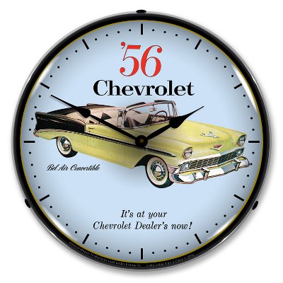 Collectable Sign & Clock | 1956 Chevrolet Bel Air Convertible LED Wall Clock Retro/Vintage, Lighted