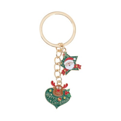 Unique Bargains Christmas Keychain Double Ring Zinc Alloy Colorful 3.15" 1 Pc