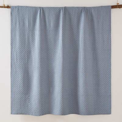 Chambray Blue Cotton Twin Reversible Quilt Set