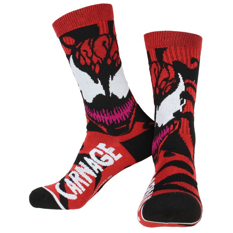 Marvel Carnage Supervillian Adult Crew Socks 1 Pair Red, 1 of 6