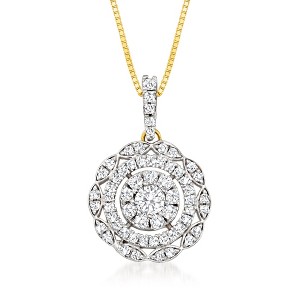 Ross-Simons 0.50 ct. t.w. Diamond Cluster Pendant Necklace in 14kt Yellow Gold - 1 of 4