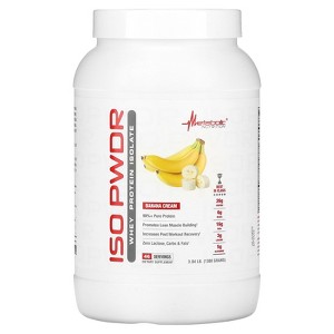 Metabolic Nutrition Whey Protein Isolate ISO PWDR Banana Cream, 3.04lb, 23 Servings, 26g Protein, Fast Digesting, Zero Carbs, Delicious Flavor, Very - 1 of 2